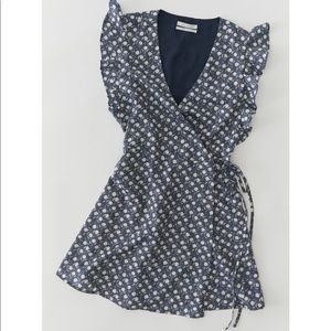 UO Josey Ruffle Mini Wrap Dress